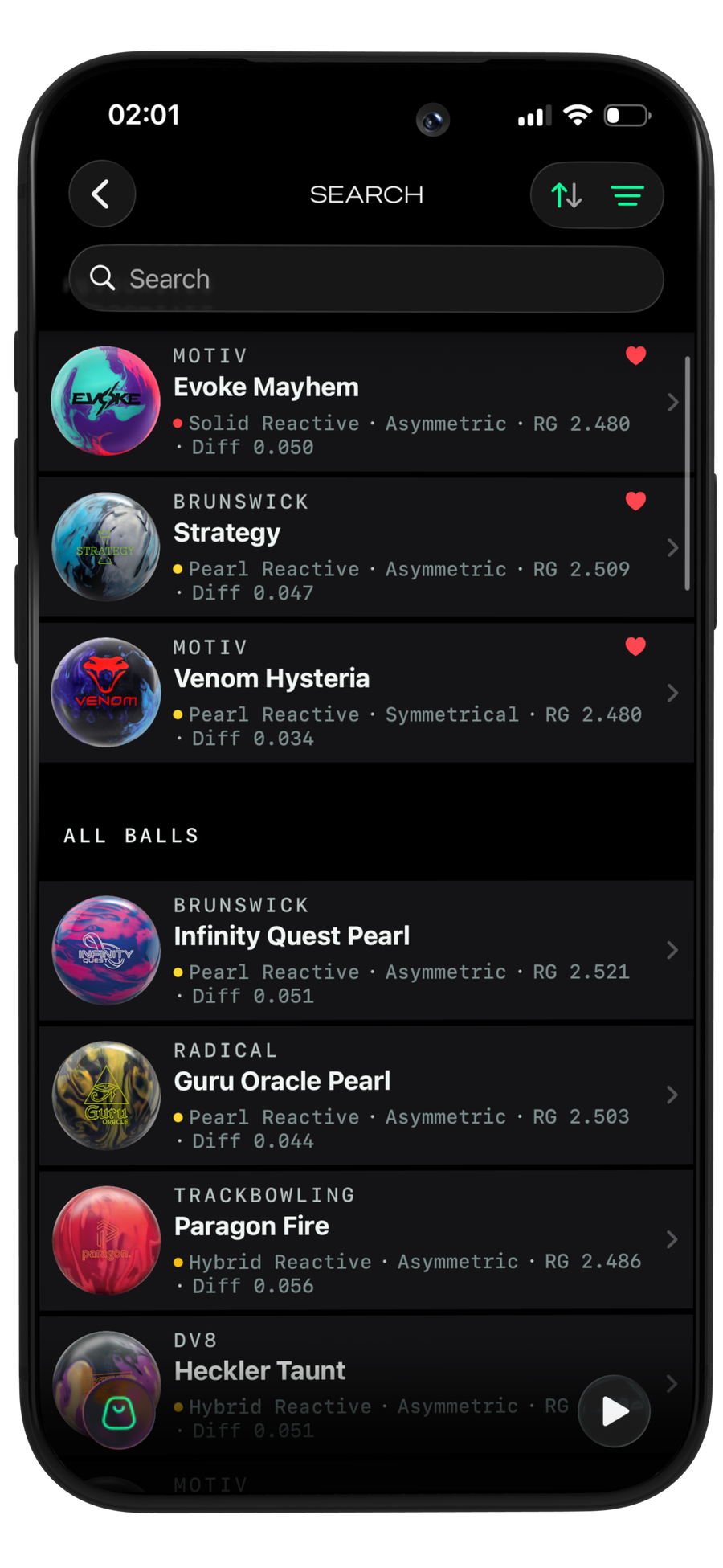 Online ball database